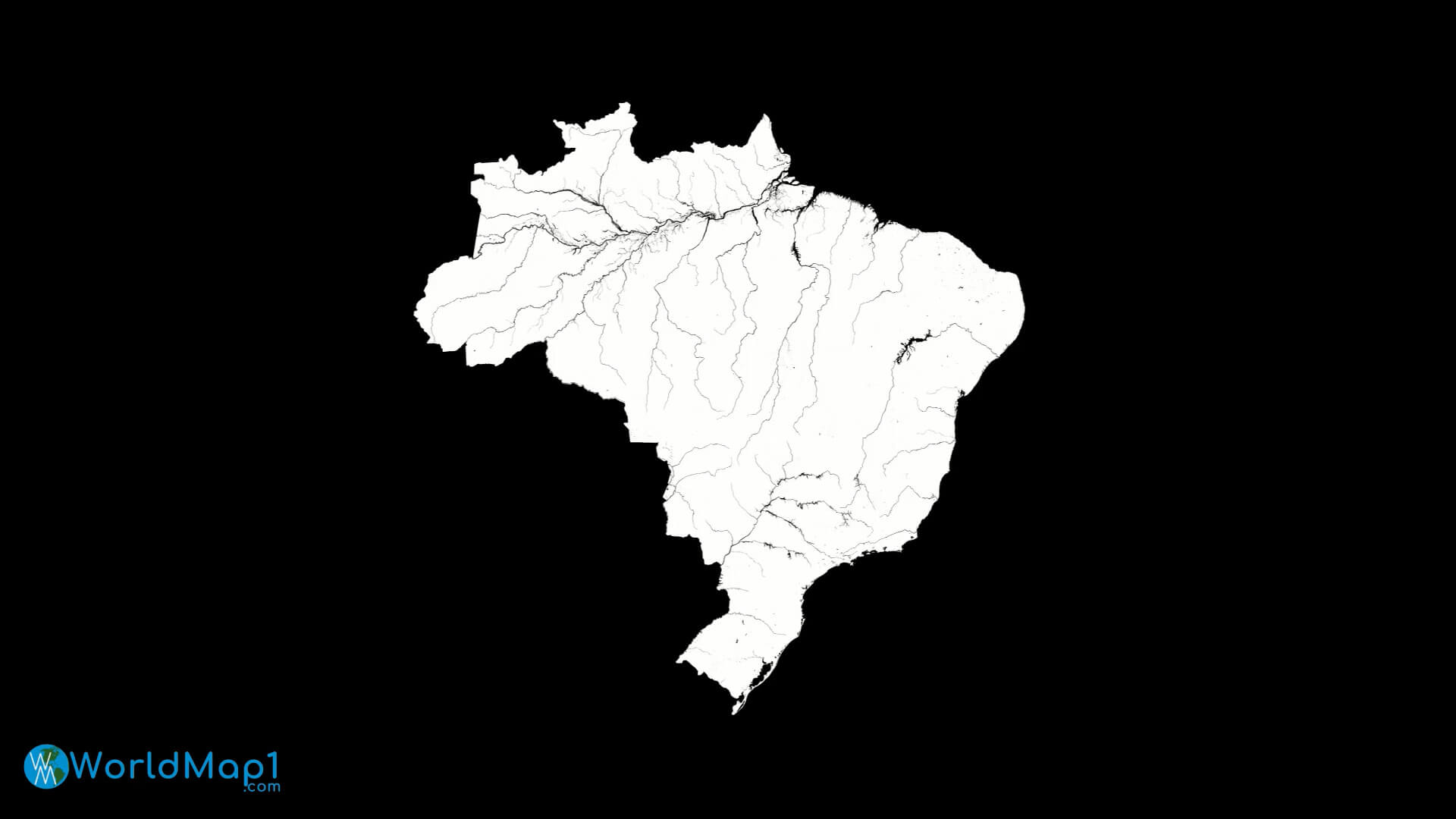 Brazil Rivers Blank Map